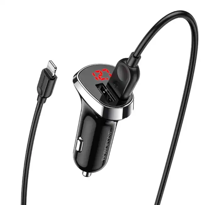 244813748 Автомобільний зарядний пристрій Borofone BZ15 Auspicious 12W 2USB 2.4A чорний
